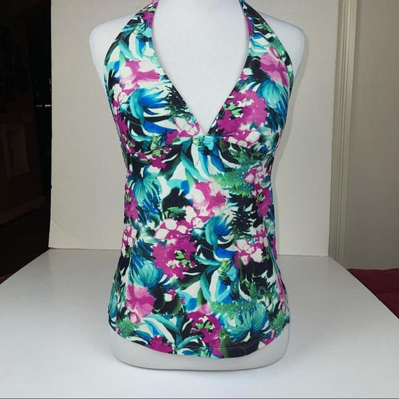 Athleta Halter Tankini Swim Top Tropical Floral S - Picture 3 of 14